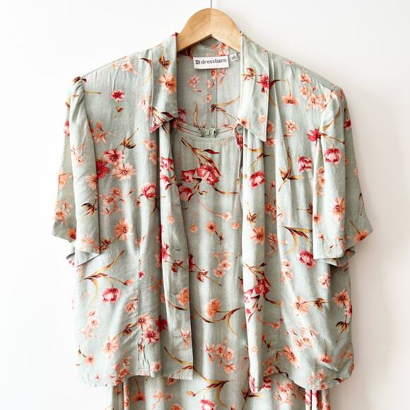 Vintage 90s Dress Barn Floral Cottagecore Dress and Top Set Size 12 - Picture 7 of 8